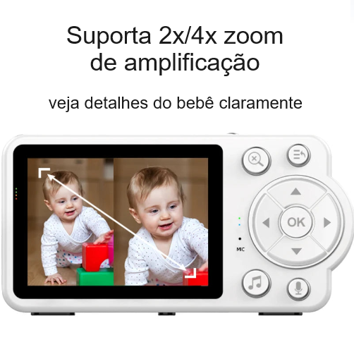 Baba Eletrônica com Display LCD + Visão Noturna + Comando de Voz + Detecção da Temperatura